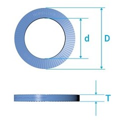 Nord-Lock 1584 Lock Washer, Wedge, Measurement System: Metric, M16 Nominal, Stainless Steel, 17 mm Inside Dia, 25.4 mm Outside Dia, 3 mm Thickness